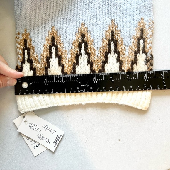 Lands End Women’s Fair Isle Blue Brown Cozy Soft Cotton Wool Scarf Outdoor NWT - Picture 7 of 7